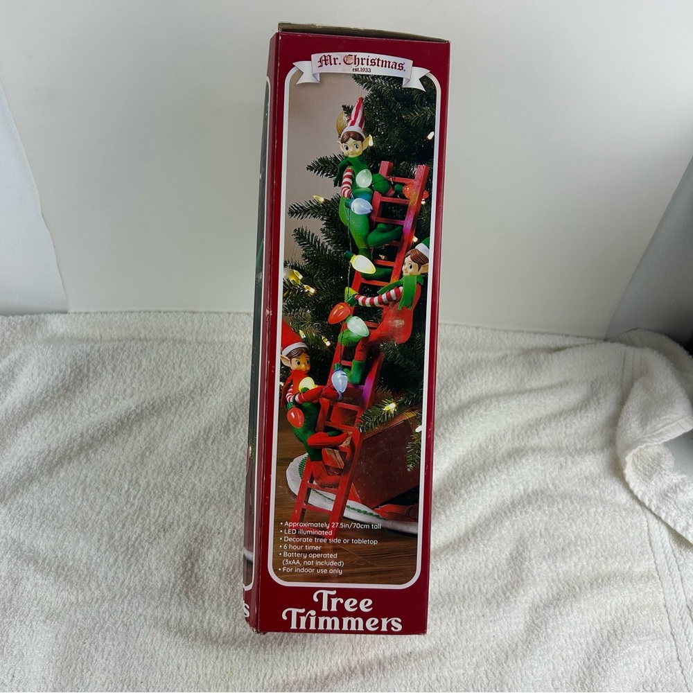 NOS - Mr. Christmas Climbing Elves Tree Trimmers Ladder Lights 27.5” - Picture 4 of 15